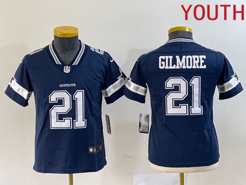 Youth Dallas Cowboys 21 Gilmore Blue 2023 Nike Vapor Limited NFL Jersey